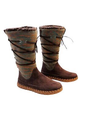 Muk Luks Flexi New York Tall Boots Women’s 9 Chocolate Suede Faux Fur